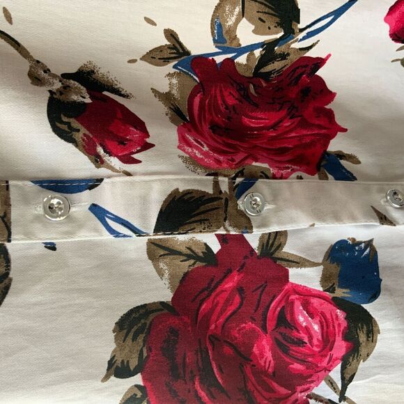 Womens White Multi Floral Print Long Sleeve Button Up Cottagecore Shirt Small - Picture 3 of 13